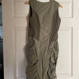 XCVI Sage Green Midi Dress with Ruched Sides